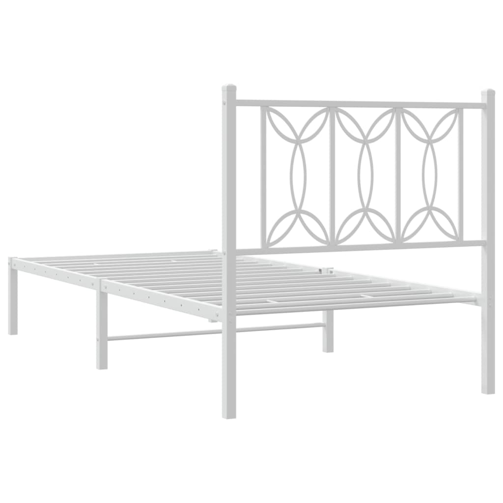Bed frame with headboard metal white 90x190 cm
