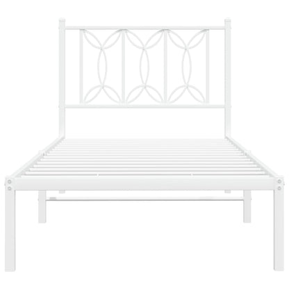 Bettgestell mit Kopfteil Metall Weiß 90x200 cm