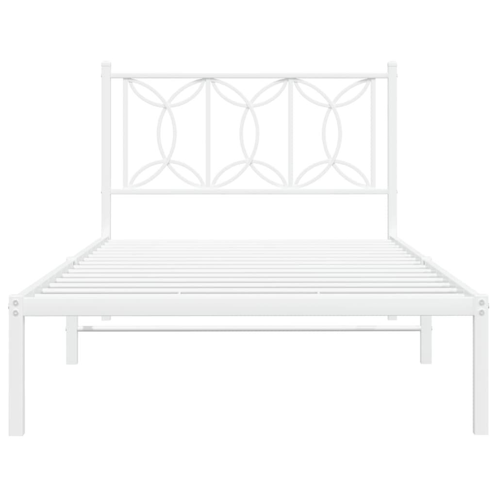 Bettgestell mit Kopfteil Metall Weiß 100x190 cm