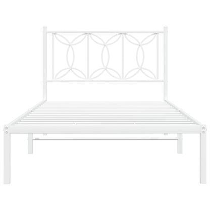 Bettgestell mit Kopfteil Metall Weiß 100x190 cm