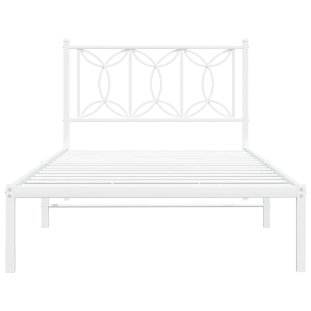 Bettgestell mit Kopfteil Metall Weiß 100x200 cm