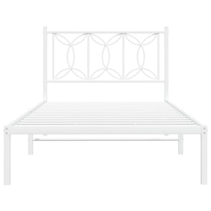 Bettgestell mit Kopfteil Metall Weiß 100x200 cm