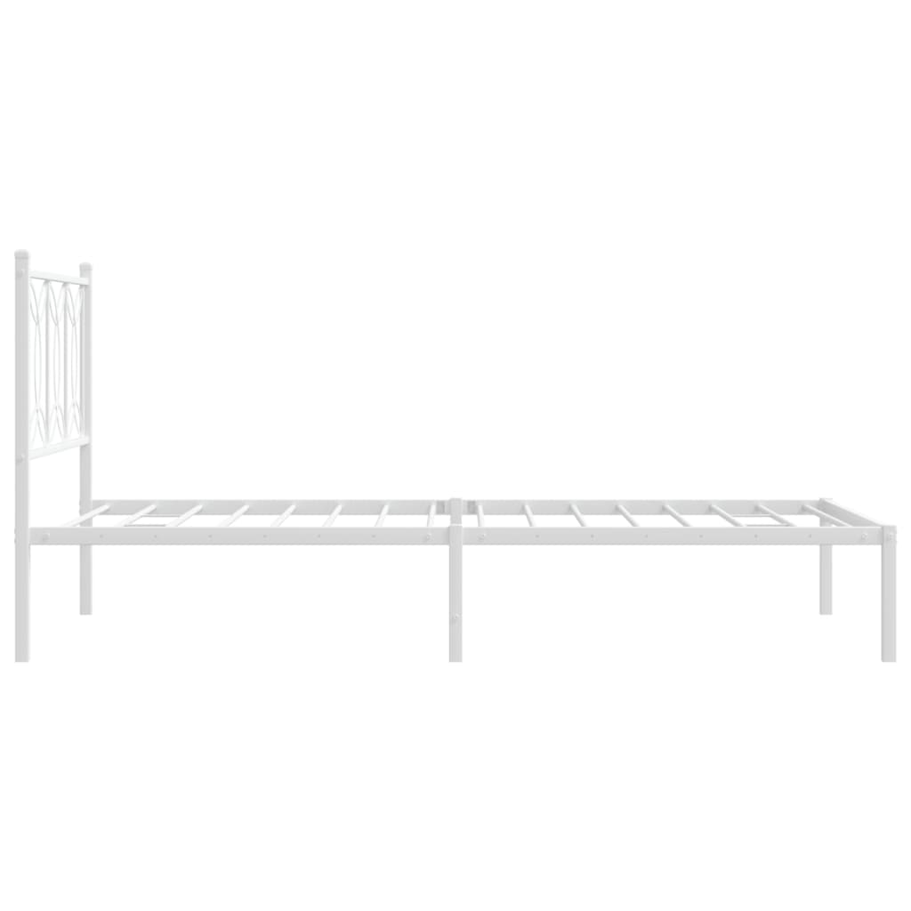 Bed frame with headboard metal white 107x203 cm