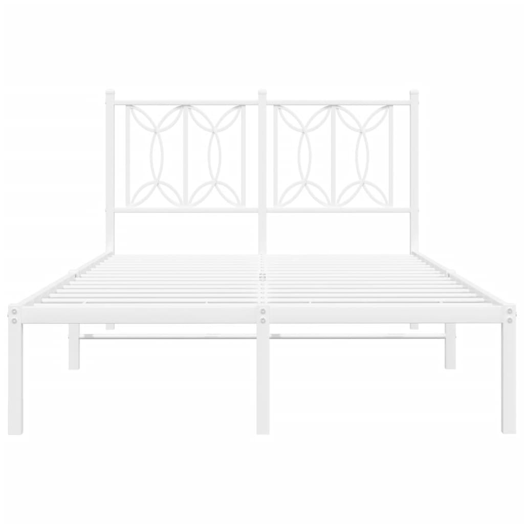 Bed frame with headboard metal white 120x190 cm