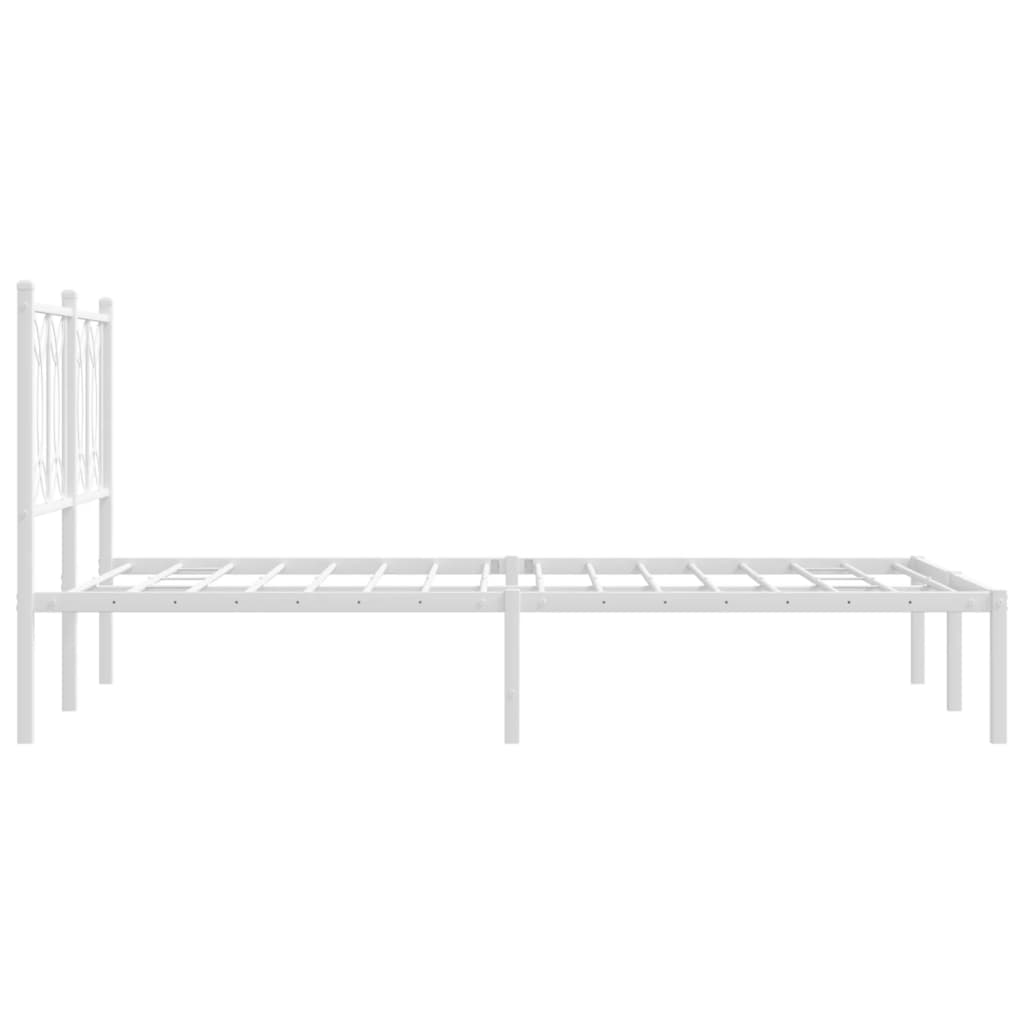 Bed frame with headboard metal white 120x190 cm