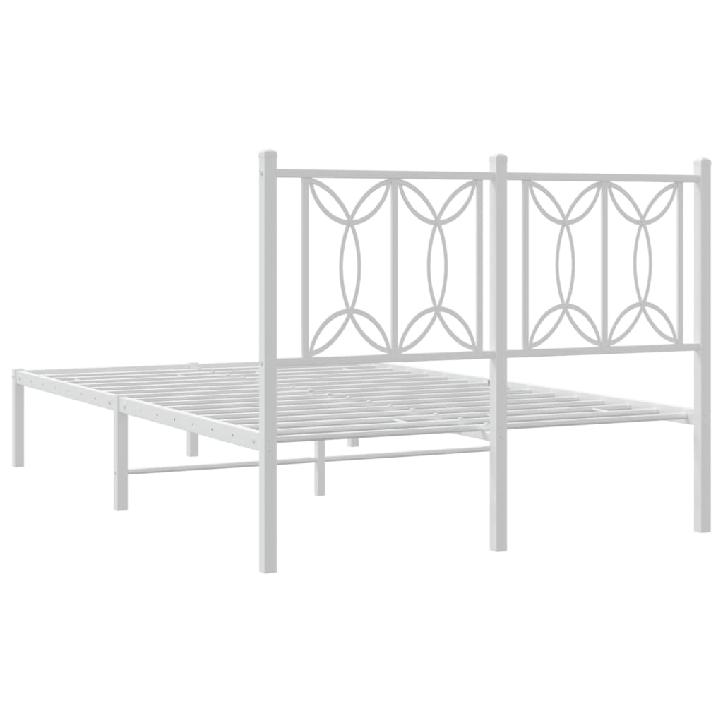 Bed frame with headboard metal white 120x190 cm