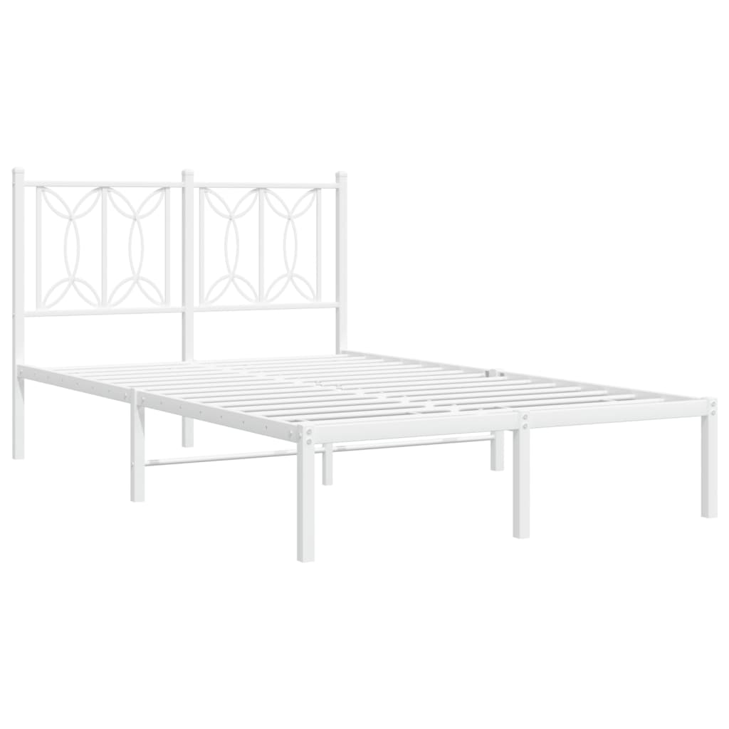Bed frame with headboard metal white 120x200 cm