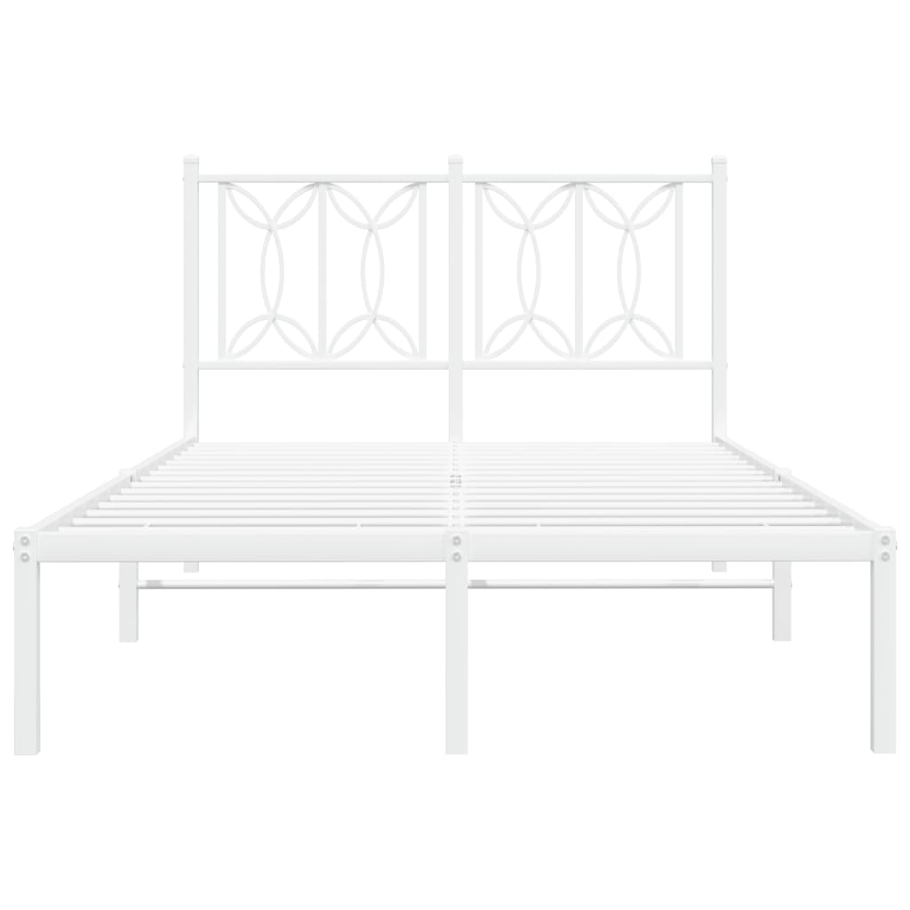 Bed frame with headboard metal white 120x200 cm