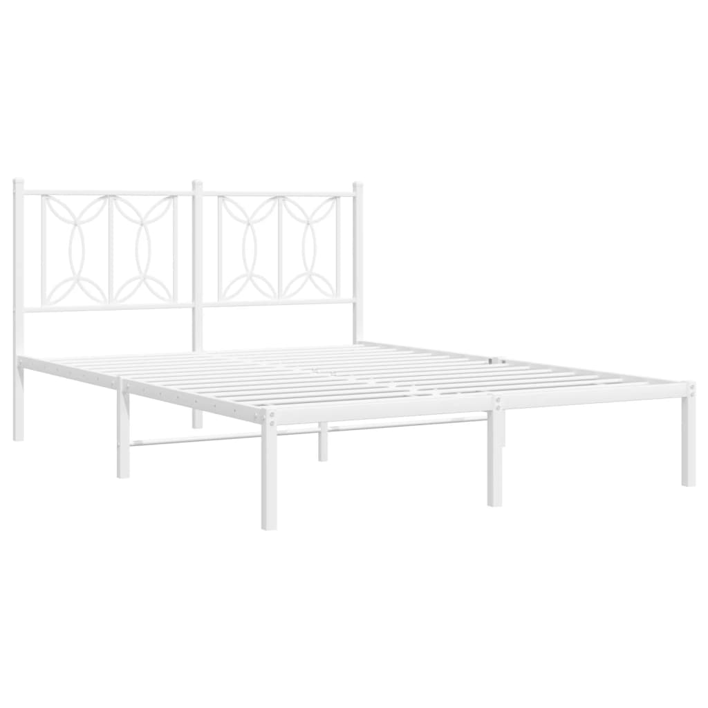 Bed frame with headboard metal white 135x190 cm