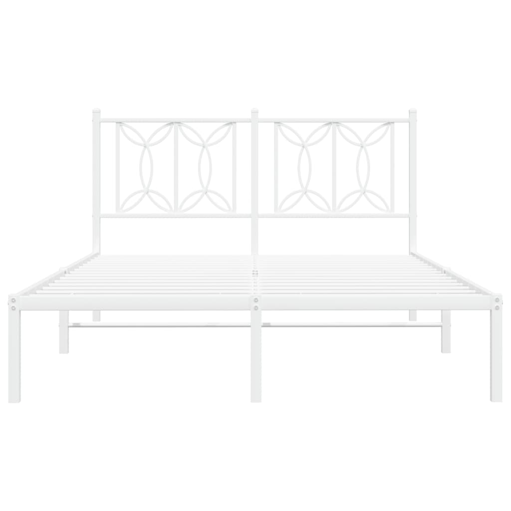 Bed frame with headboard metal white 135x190 cm