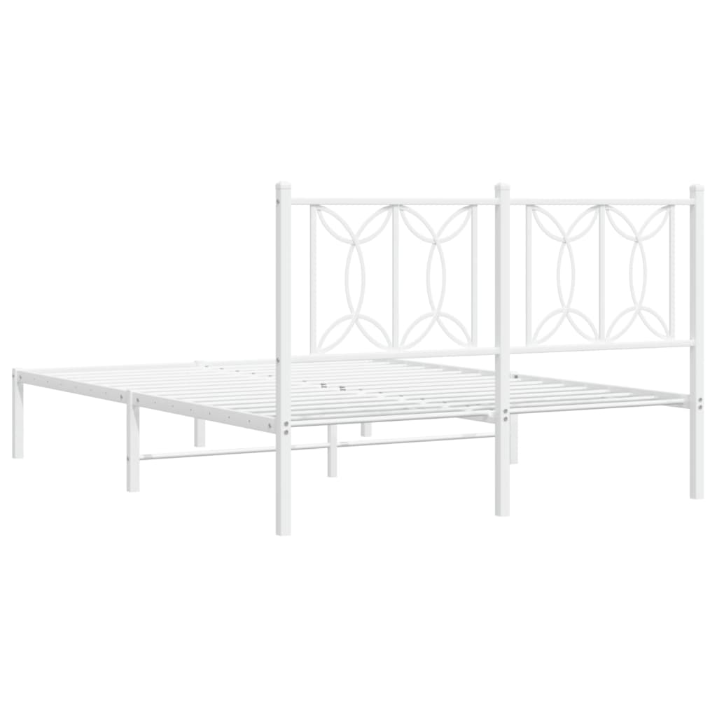Bed frame with headboard metal white 135x190 cm