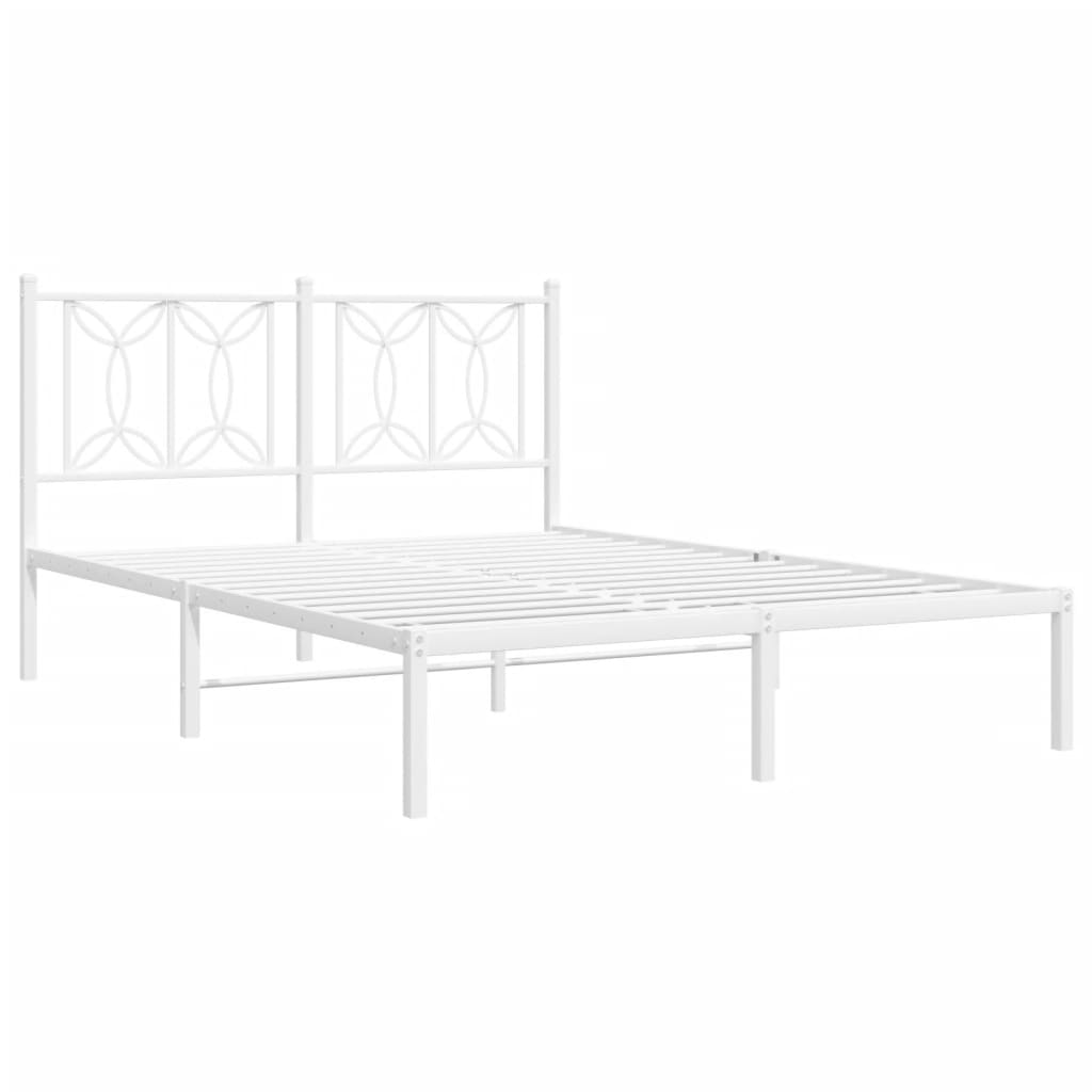 Bed frame with headboard metal white 140x190 cm
