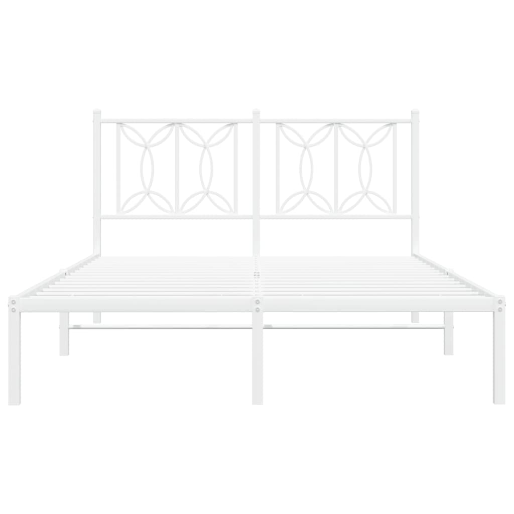 Bed frame with headboard metal white 140x190 cm