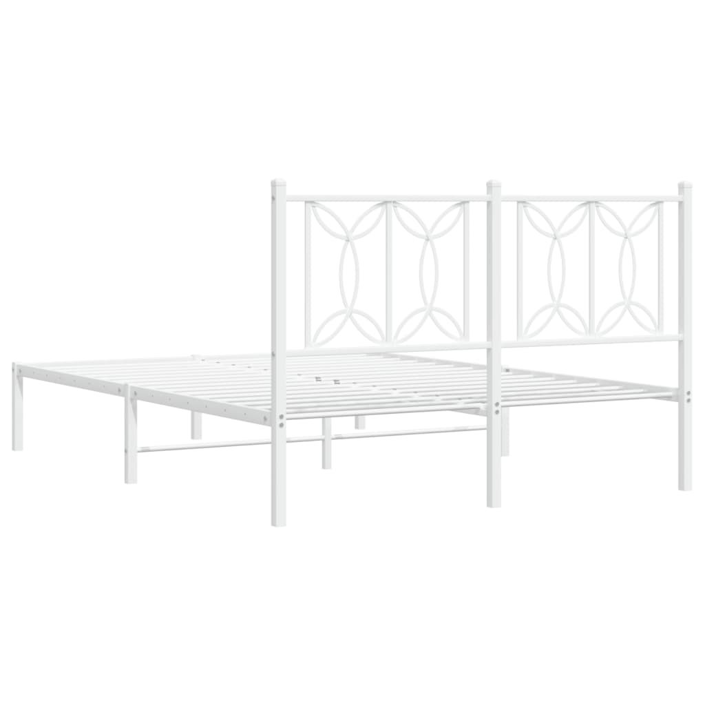 Bed frame with headboard metal white 140x190 cm