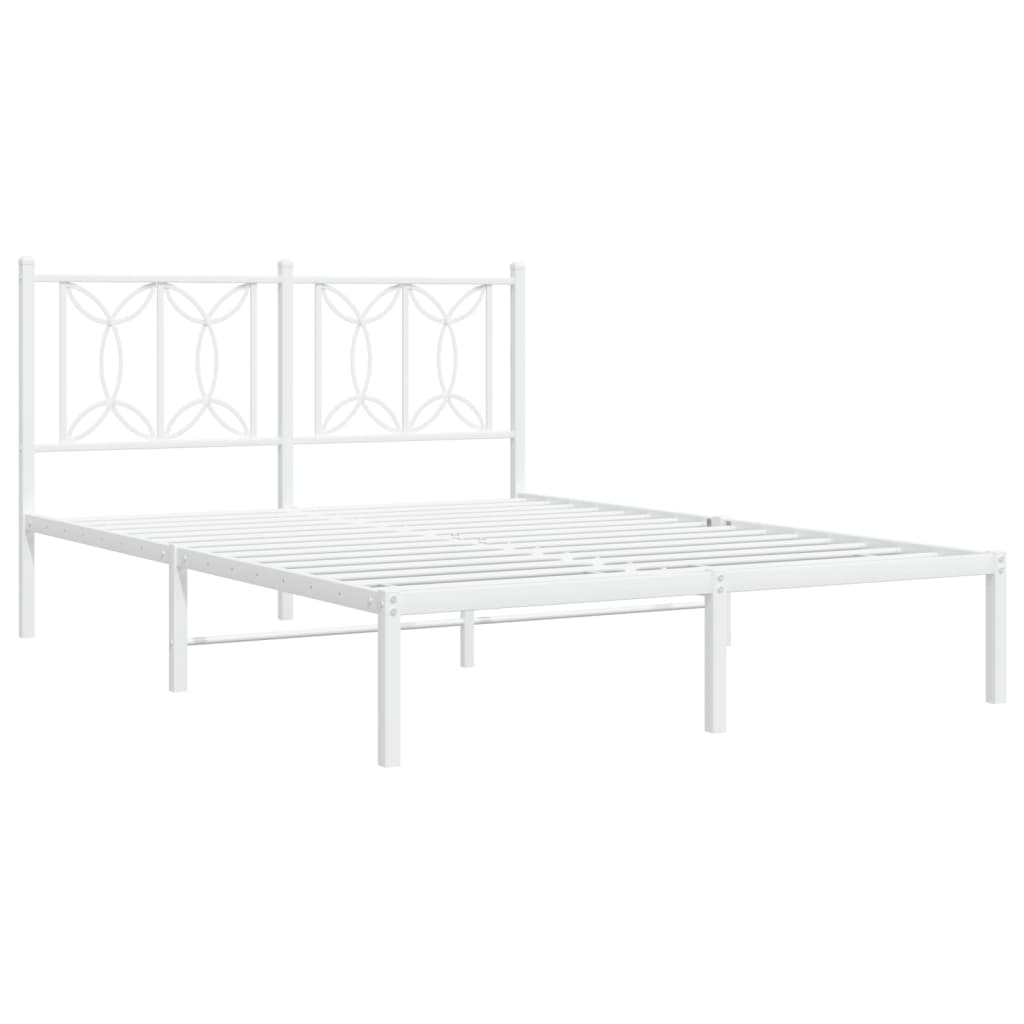 Bed frame with headboard metal white 140x200 cm