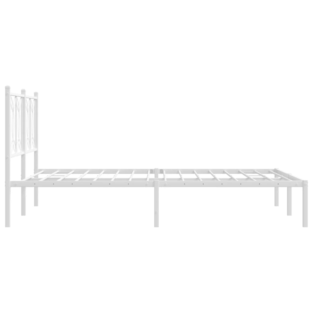 Bed frame with headboard metal white 140x200 cm