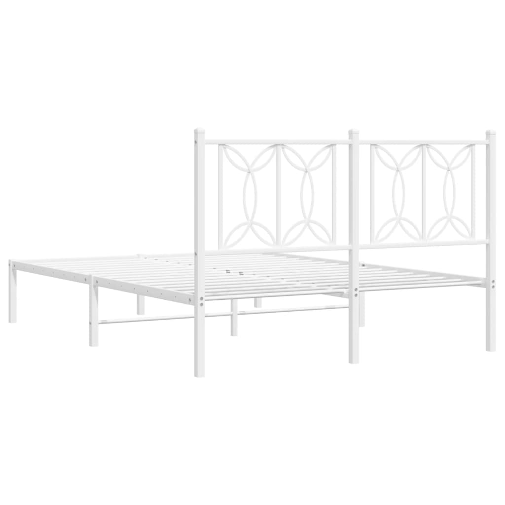Bed frame with headboard metal white 140x200 cm