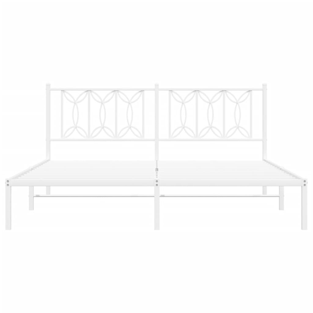 Bed frame with headboard metal white 183x213 cm