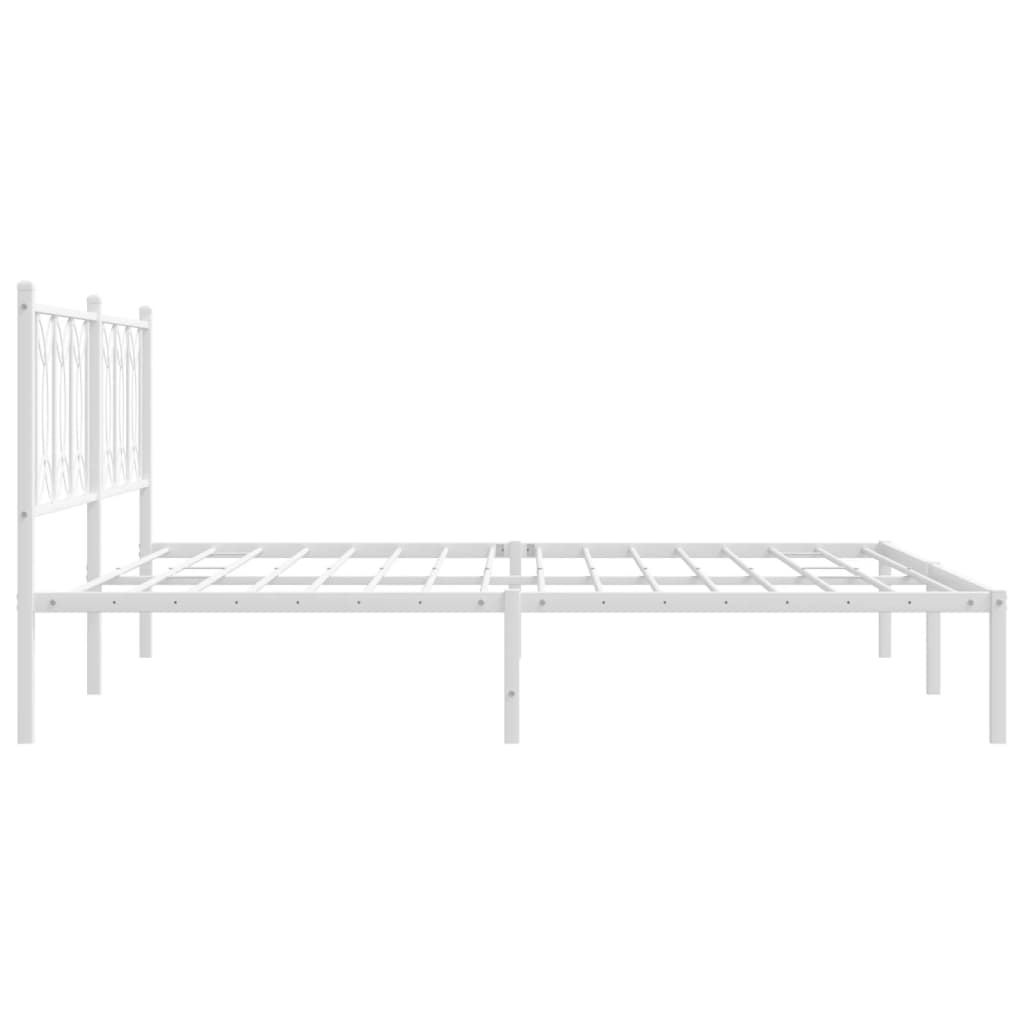 Bed frame with headboard metal white 183x213 cm