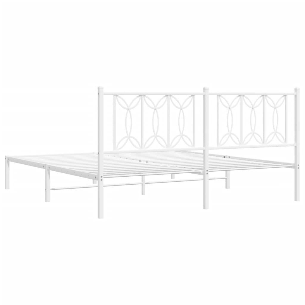 Bed frame with headboard metal white 183x213 cm