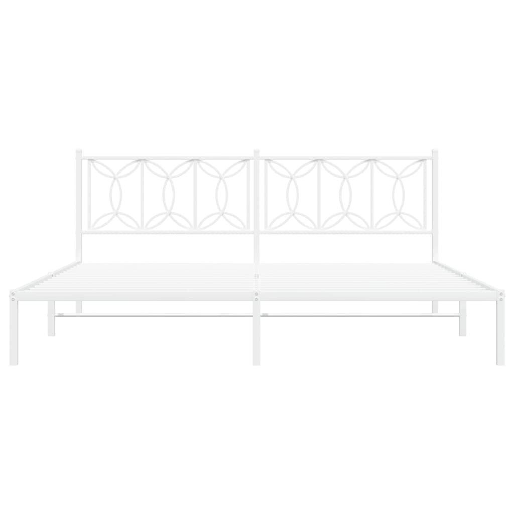 Bed frame with headboard metal white 193x203 cm