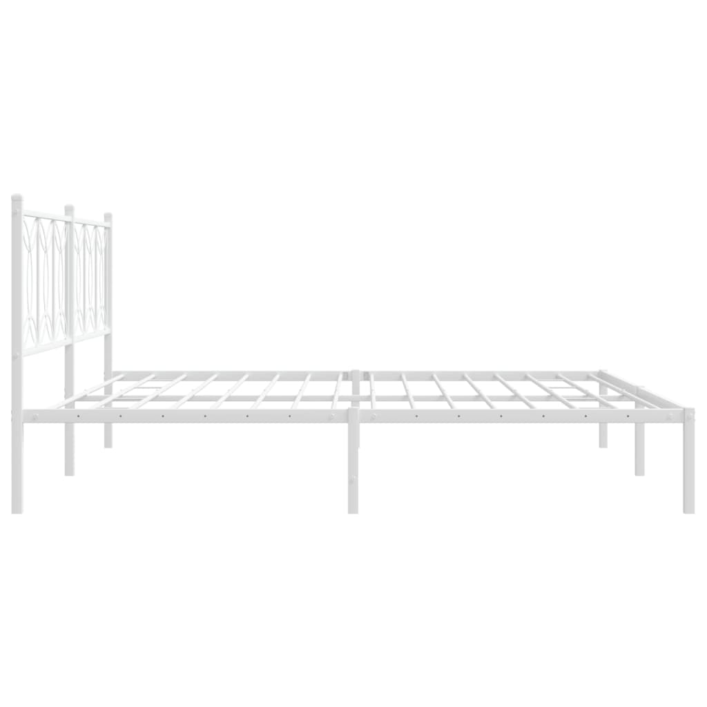 Bed frame with headboard metal white 193x203 cm