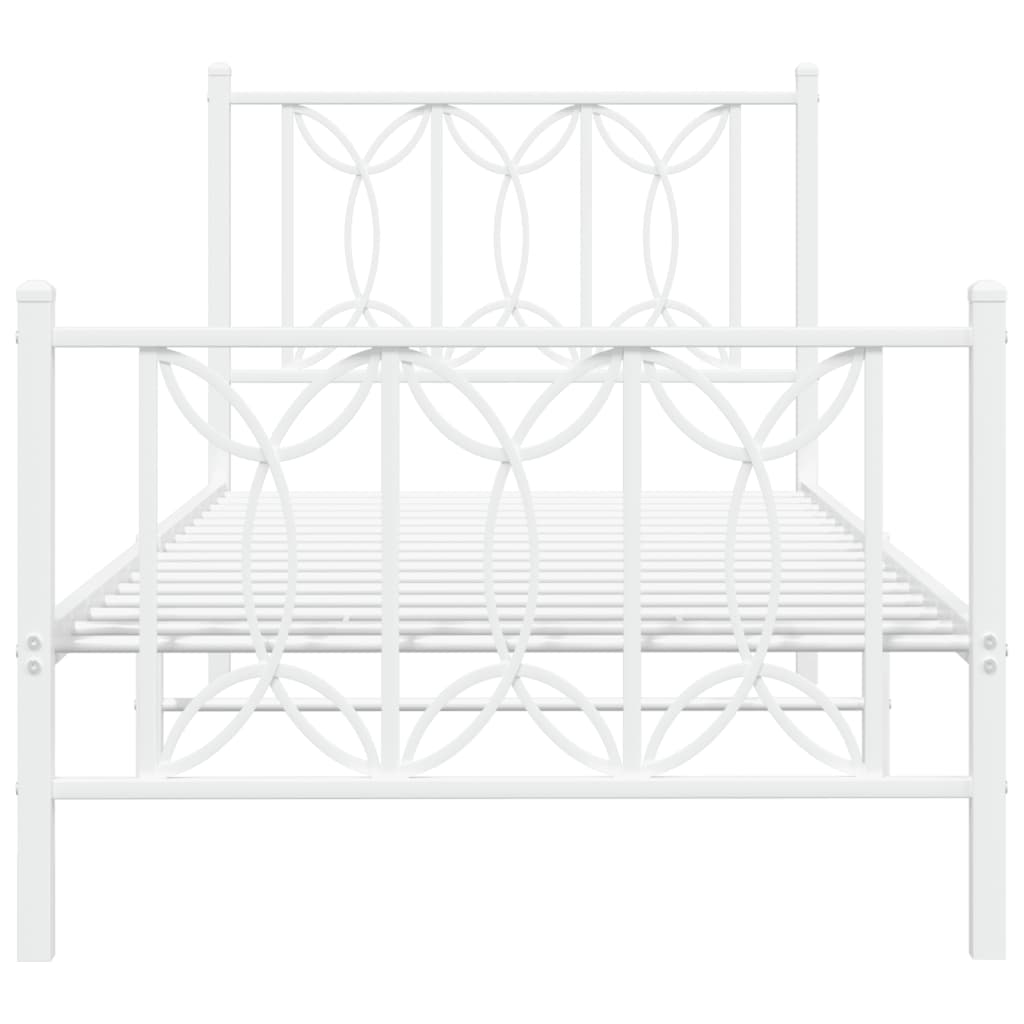 Bed frame with head and footboard metal white 80x200 cm