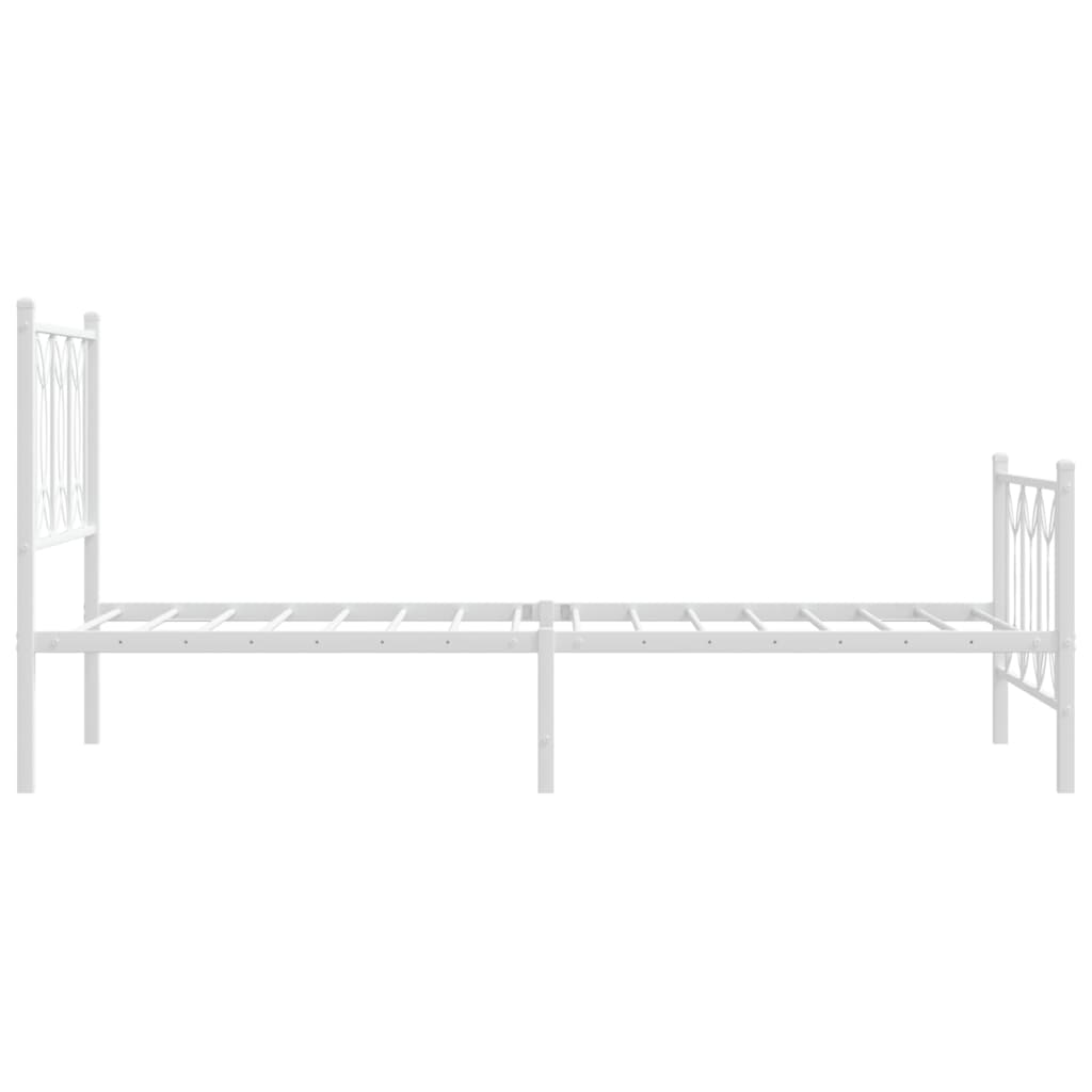 Bed frame with head and footboard metal white 90x190 cm