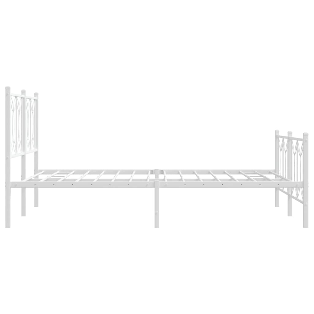 Bed frame with head and footboard metal white 135x190 cm