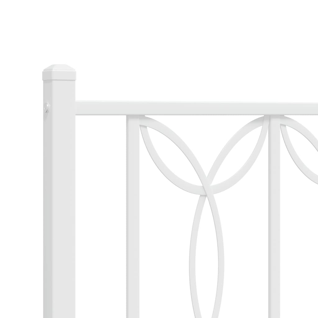 Bed frame with head and footboard metal white 135x190 cm
