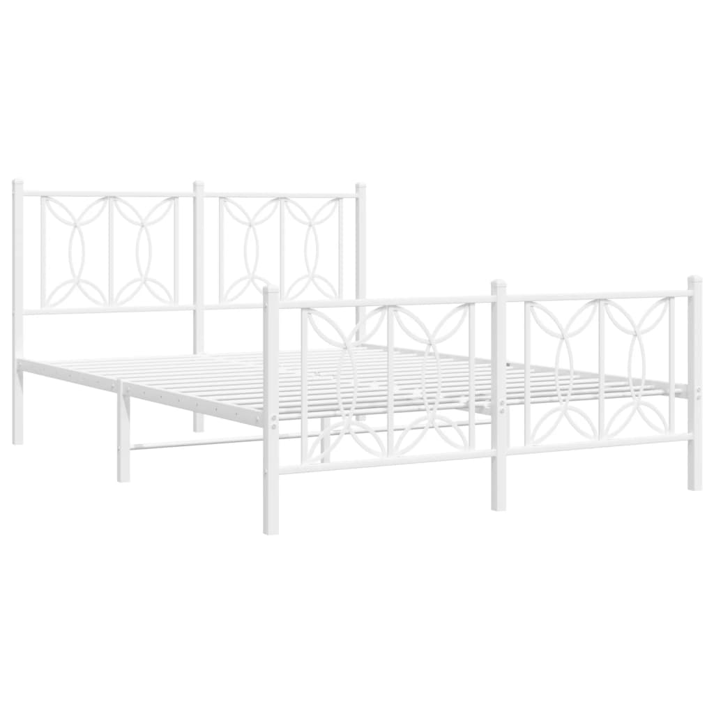 Bed frame with head and footboard metal white 140x200 cm