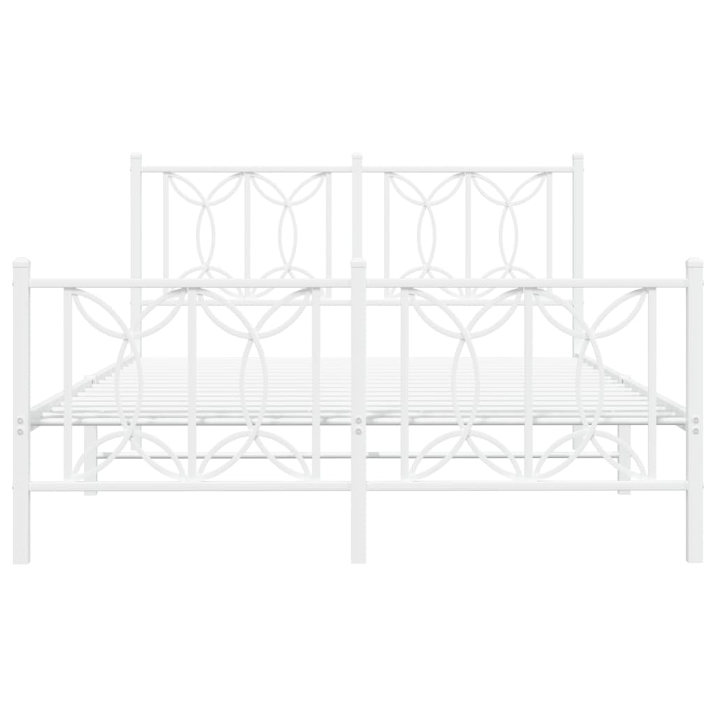 Bed frame with head and footboard metal white 140x200 cm