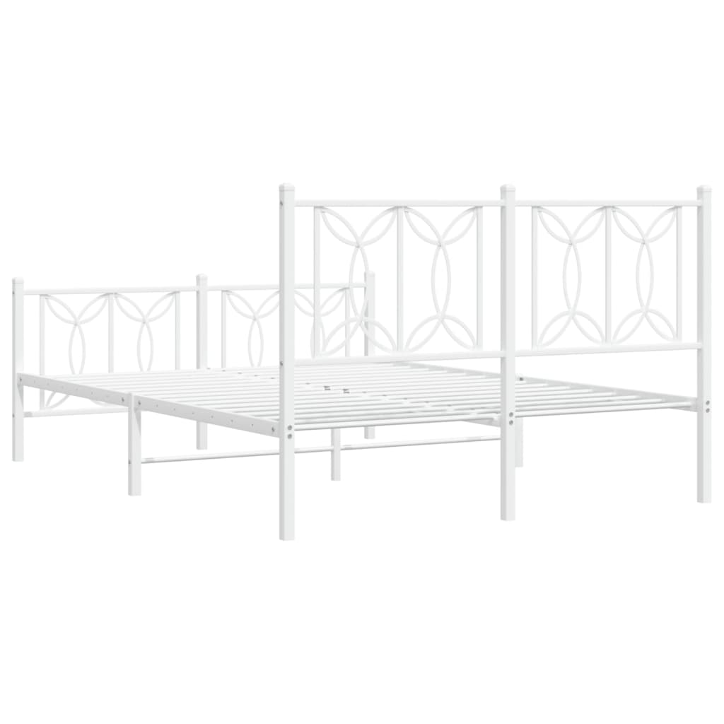 Bed frame with head and footboard metal white 140x200 cm