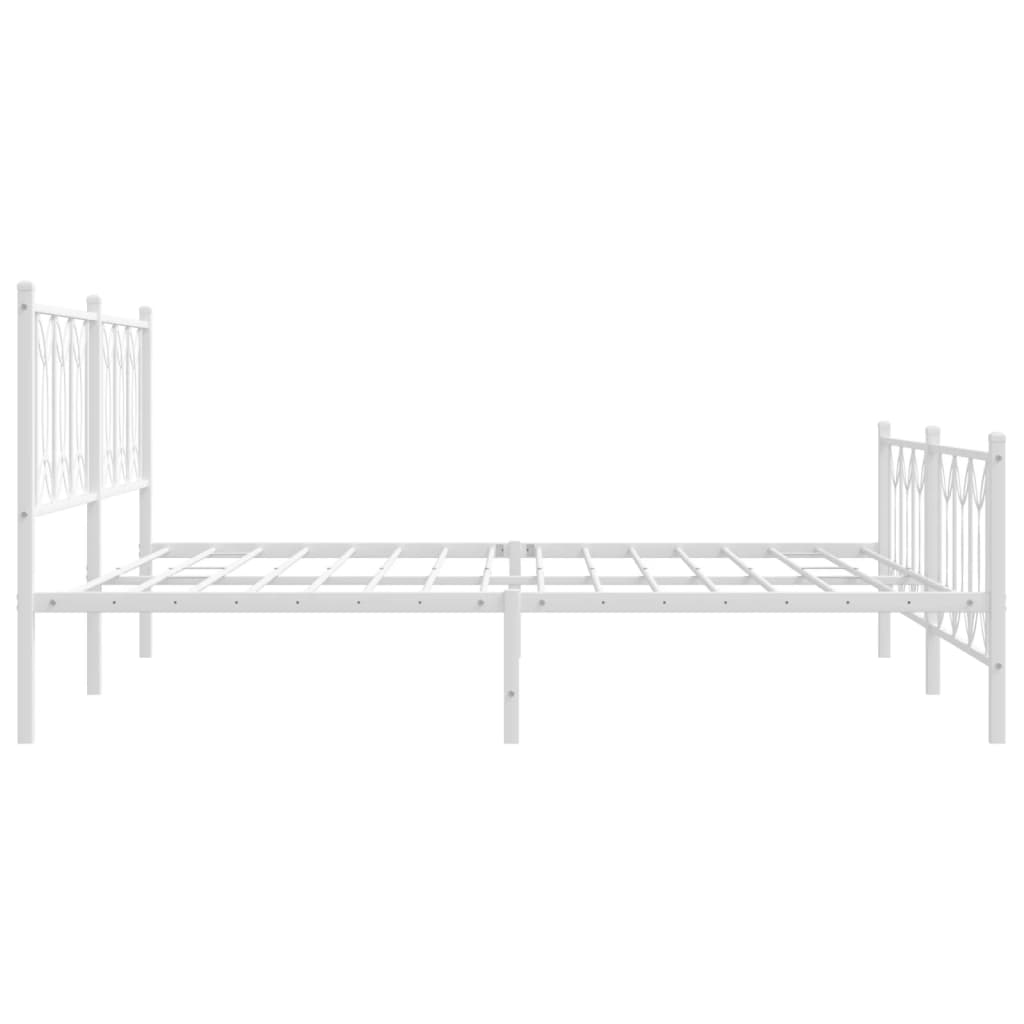 Bed frame with head and footboard metal white 183x213 cm