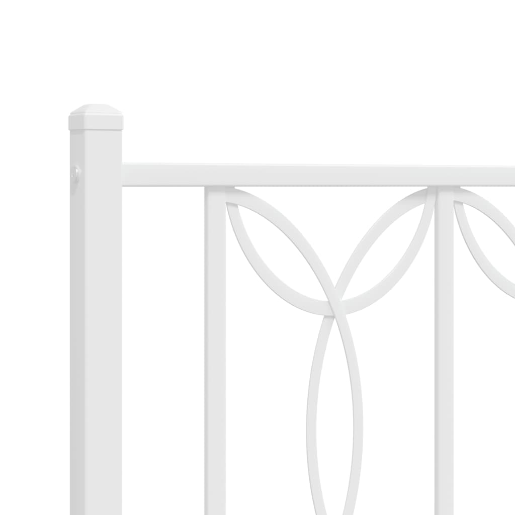 Bed frame with head and footboard metal white 183x213 cm