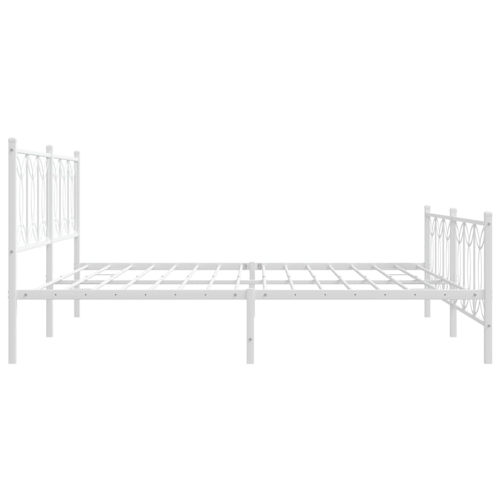 Bed frame with head and footboard metal white 200x200 cm