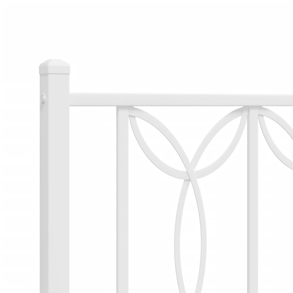 Bed frame with head and footboard metal white 200x200 cm