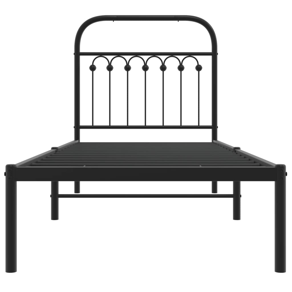 Bed frame with headboard metal black 80x200 cm