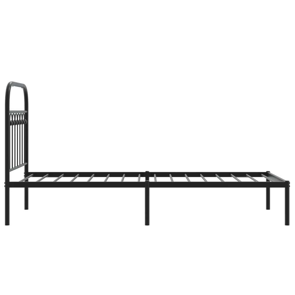 Bed frame with headboard metal black 80x200 cm