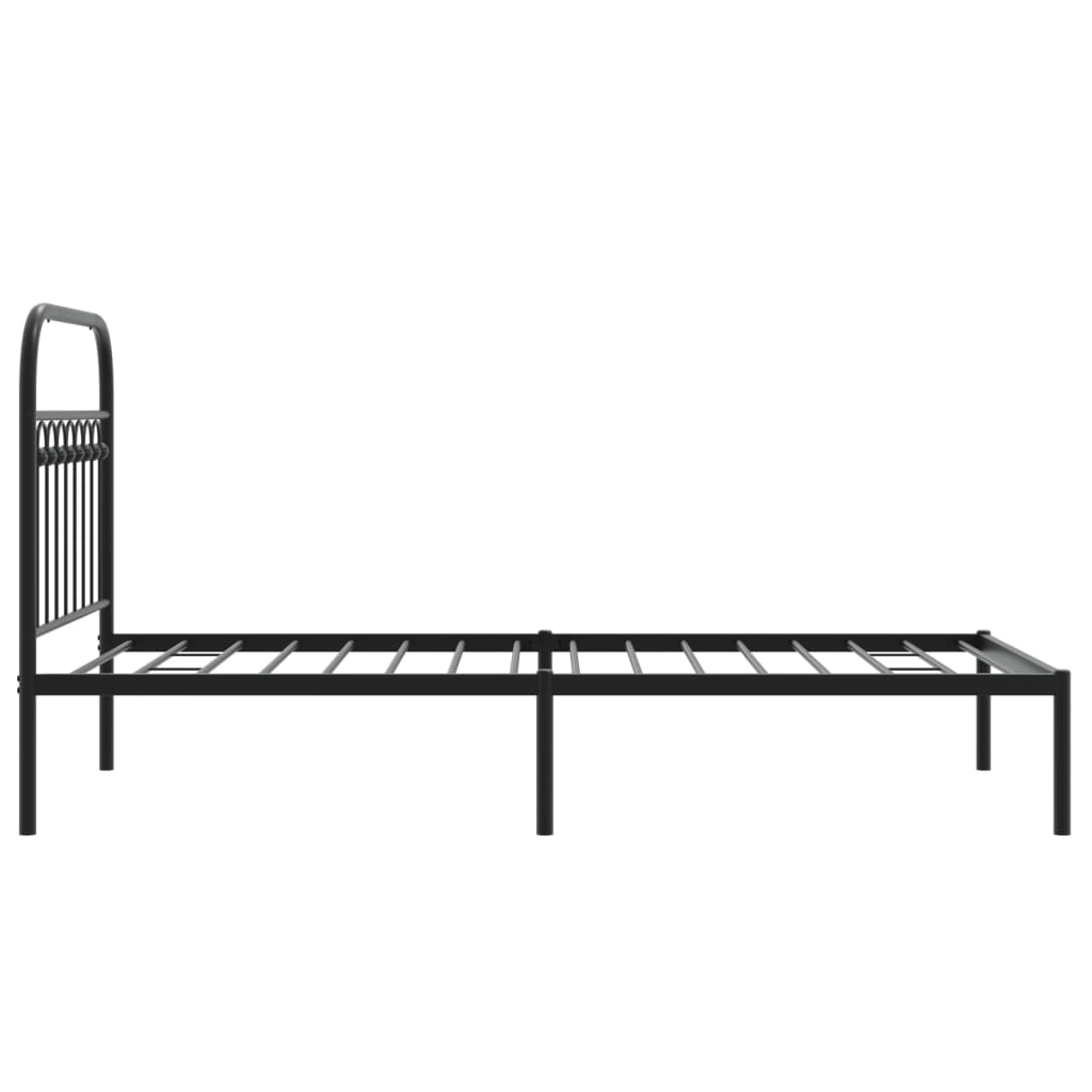 Bed frame with headboard metal black 90x200 cm
