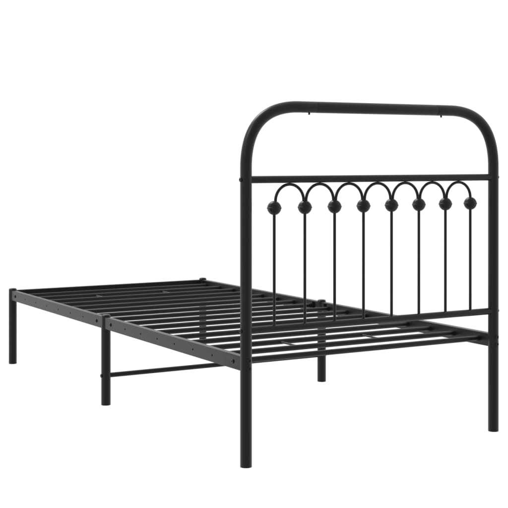 Bed frame with headboard metal black 90x200 cm