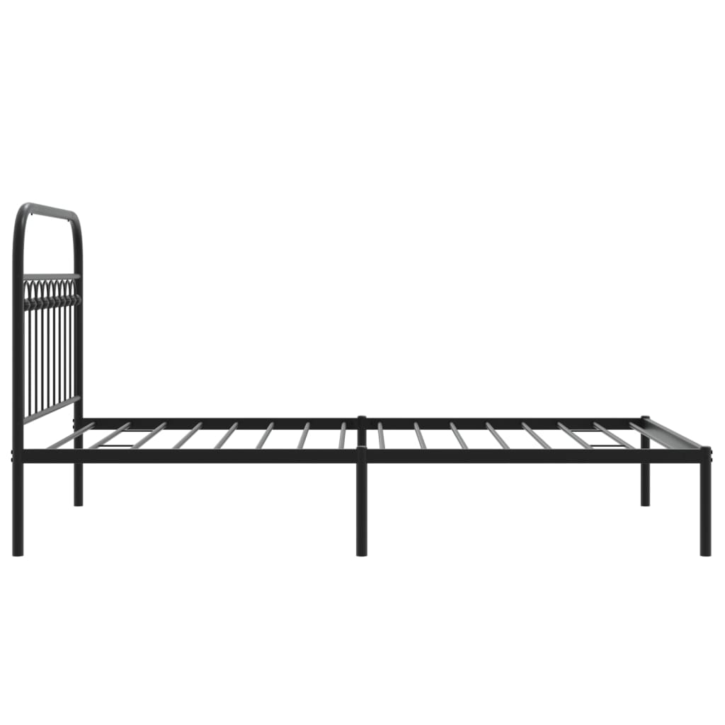 Bed frame with headboard metal black 107x203 cm