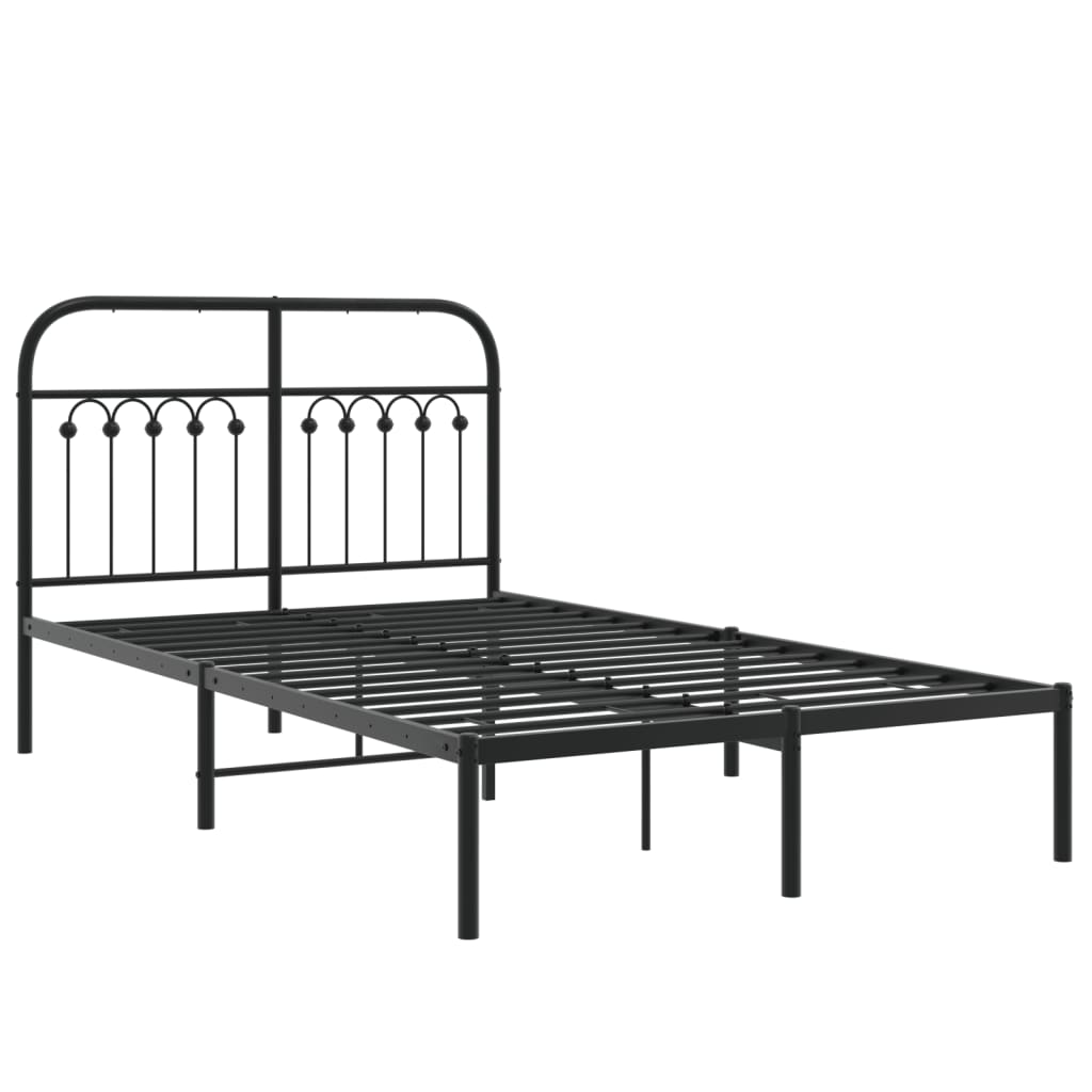 Bed frame with headboard metal black 120x190 cm