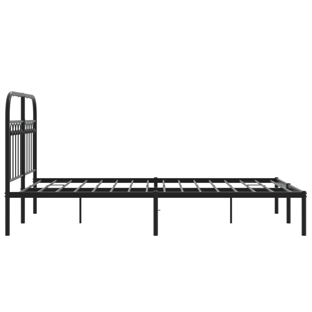 Bed frame with headboard metal black 120x190 cm