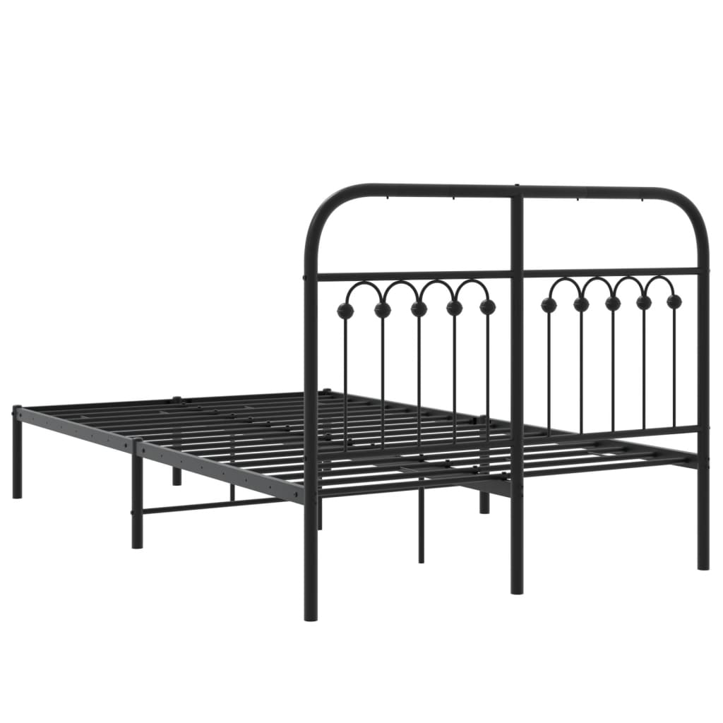 Bed frame with headboard metal black 120x190 cm
