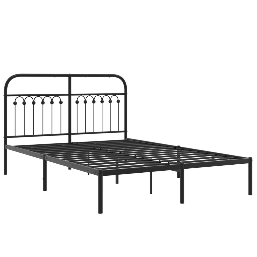 Bed frame with headboard metal black 135x190 cm