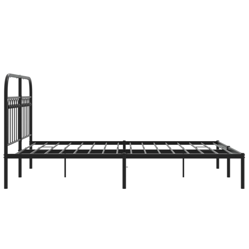 Bed frame with headboard metal black 135x190 cm