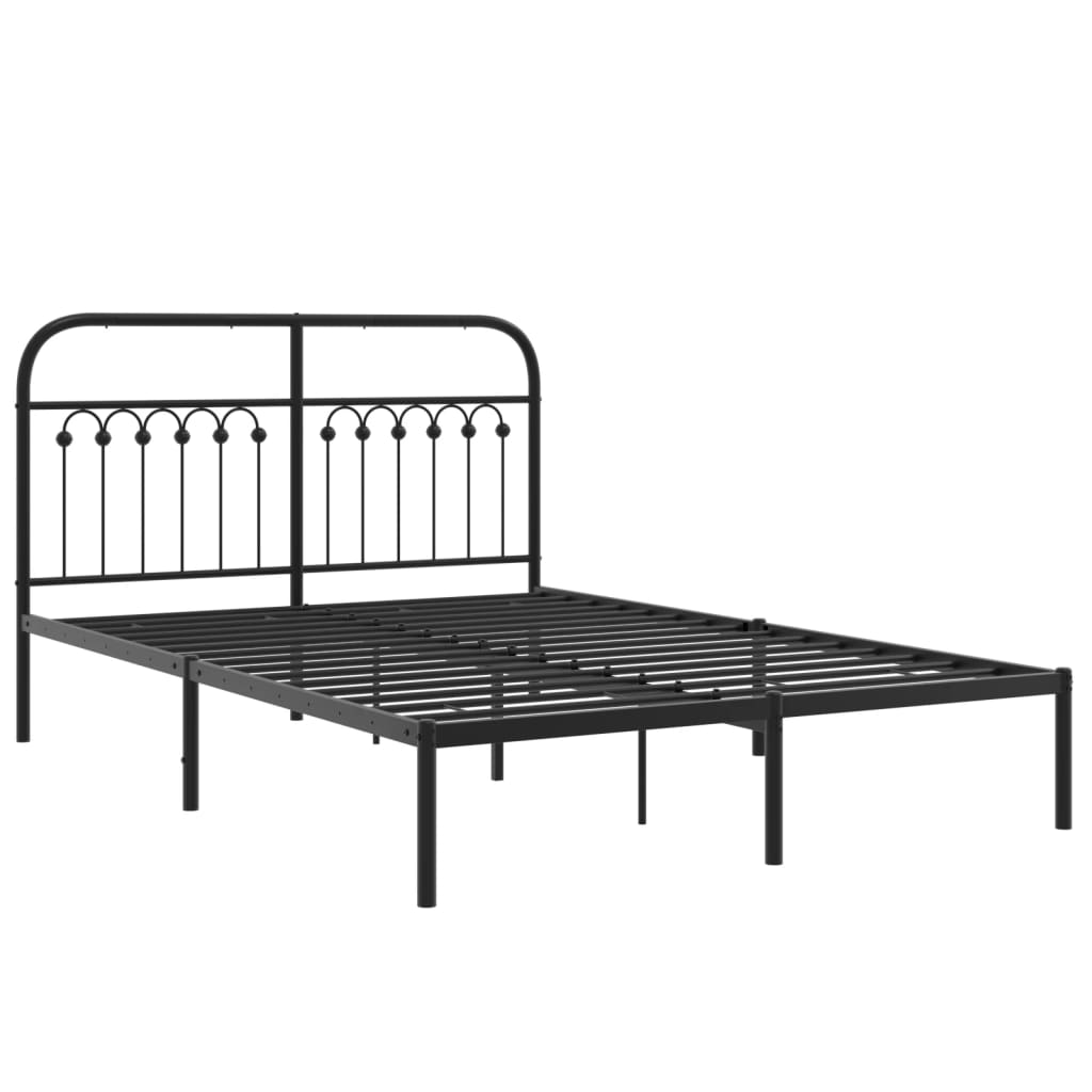 Bed frame with headboard metal black 140x200 cm