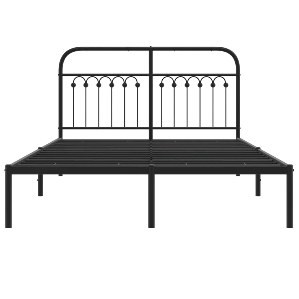 Bed frame with headboard metal black 140x200 cm