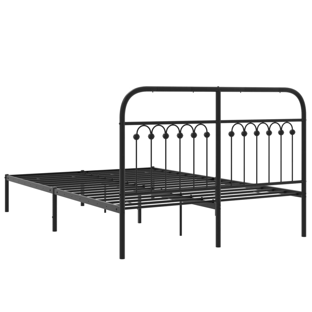 Bed frame with headboard metal black 140x200 cm